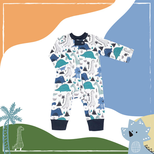Dinosaurs Roam The Earth (Without Footies) Sleep and Play Suit from Little BB Love - Stylish and Comfortably Soft Baby Clothing Store