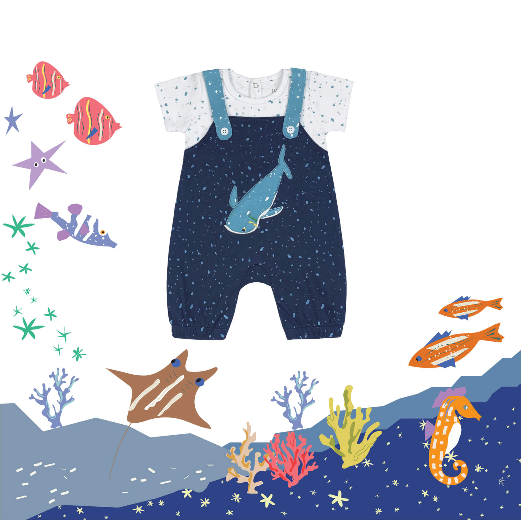 Diving With The Whales Romper from Little BB Love - Stylish and Comfortably Soft Baby Clothing Store