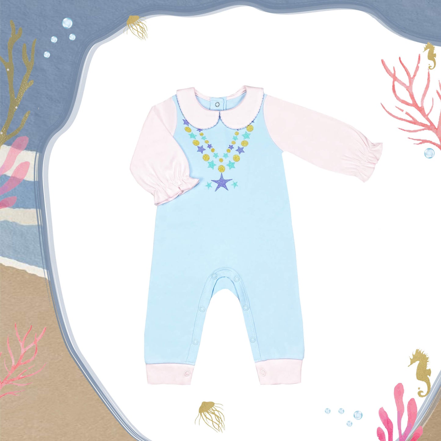 Glittery Necklace Sleep and Play Suit from Little BB Love - Stylish and Comfortably Soft Baby Clothing Store