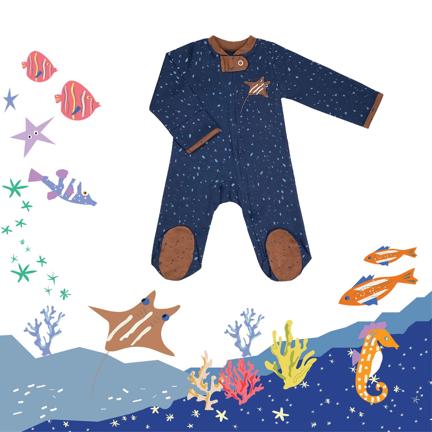 Little Diving Ray Sleep and Play Suit from Little BB Love - Stylish and Comfortably Soft Baby Clothing Store