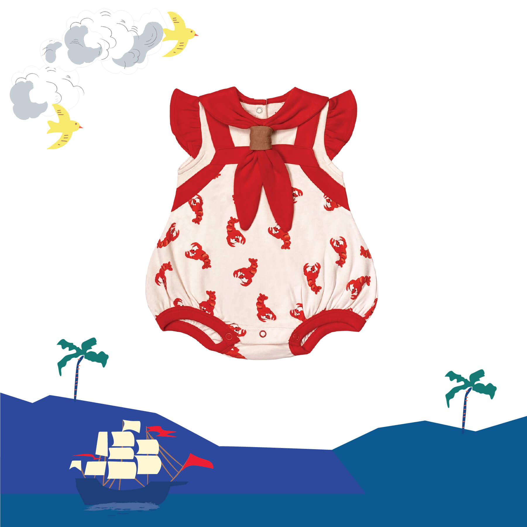 Lively Lobsters Romper from Little BB Love - Stylish and Comfortably Soft Baby Clothing Store