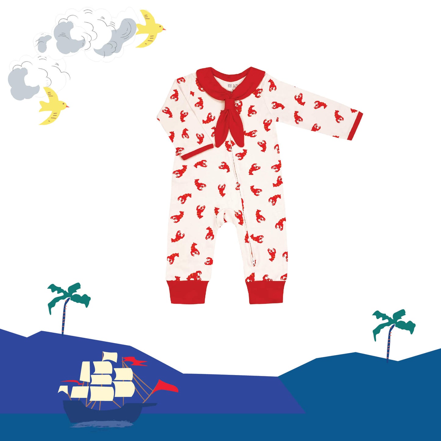 Lively Lobsters Sleep and Play Suit from Little BB Love - Stylish and Comfortably Soft Baby Clothing Store