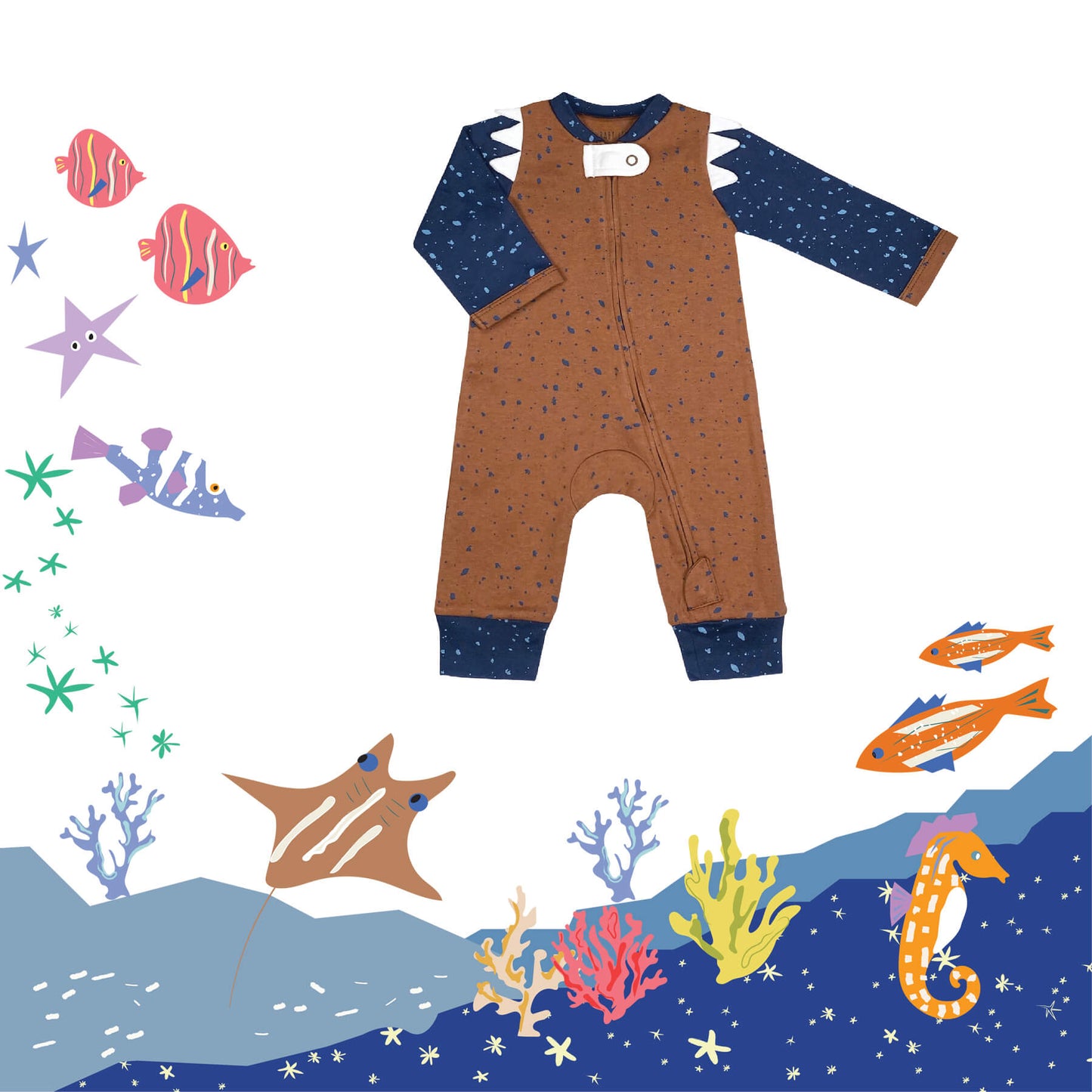 Swim With The Rays Sleep and Play Suit from Little BB Love - Stylish and Comfortably Soft Baby Clothing Store