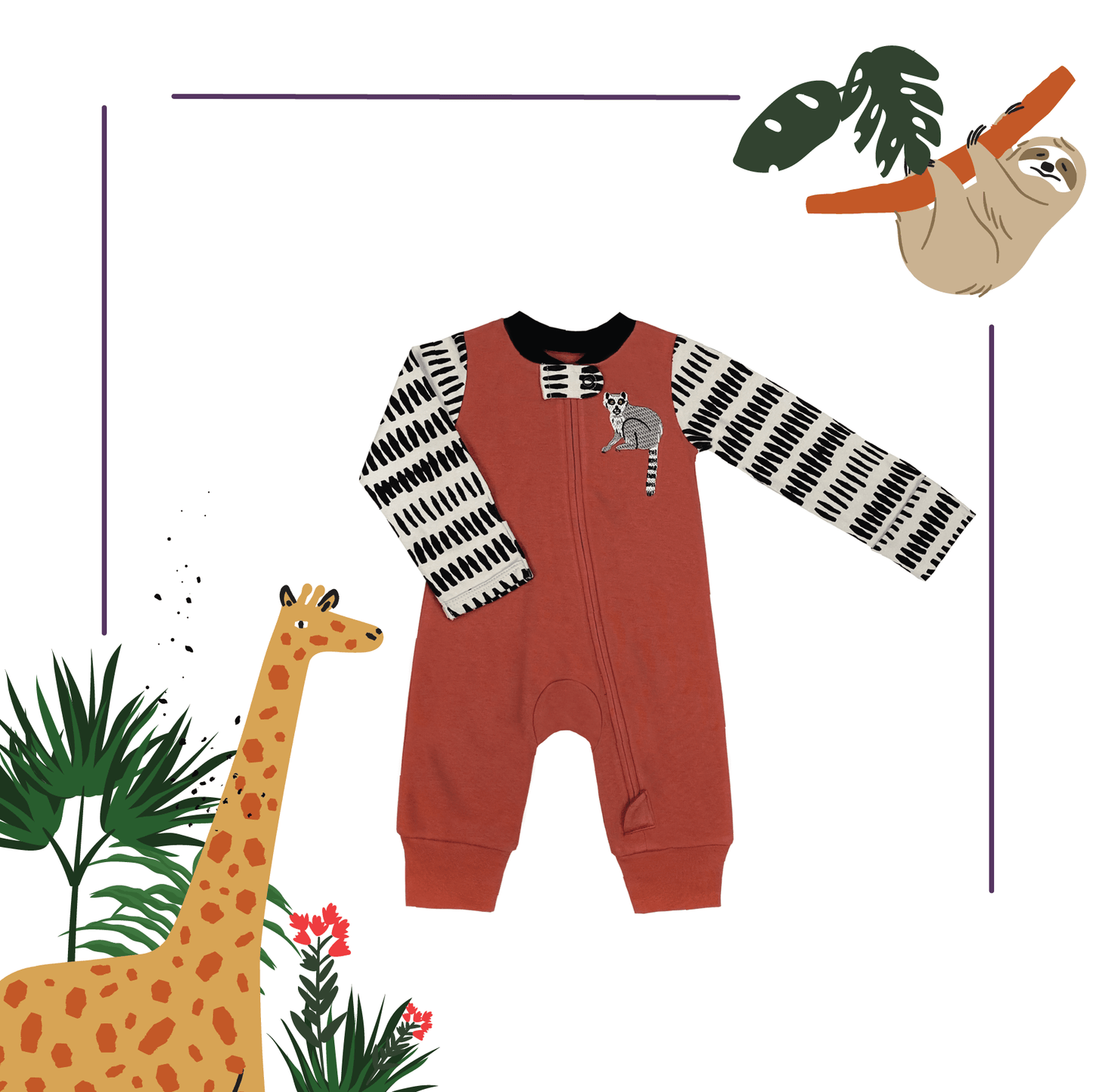 The Nimble Lemur Sleep and Play Suit from Little BB Love - Stylish and Comfortably Soft Baby Clothing Store