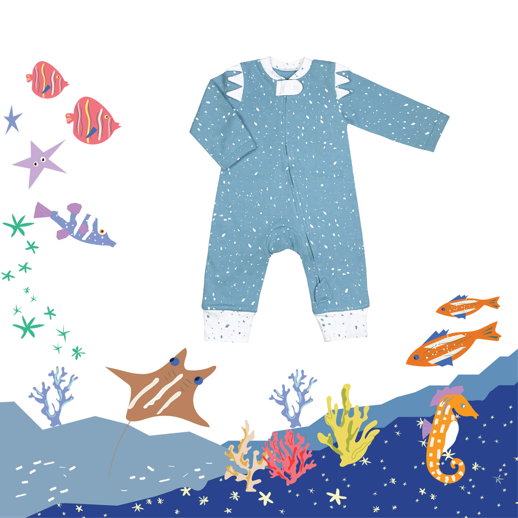 Underwater Diving Sleep and Play Suit from Little BB Love - Stylish and Comfortably Soft Baby Clothing Store