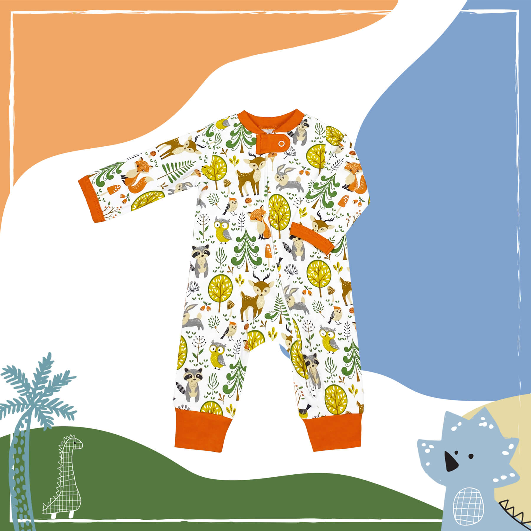 Woodland Friends (Without Footies) Sleep and Play Suit from Little BB Love - Stylish and Comfortably Soft Baby Clothing Store